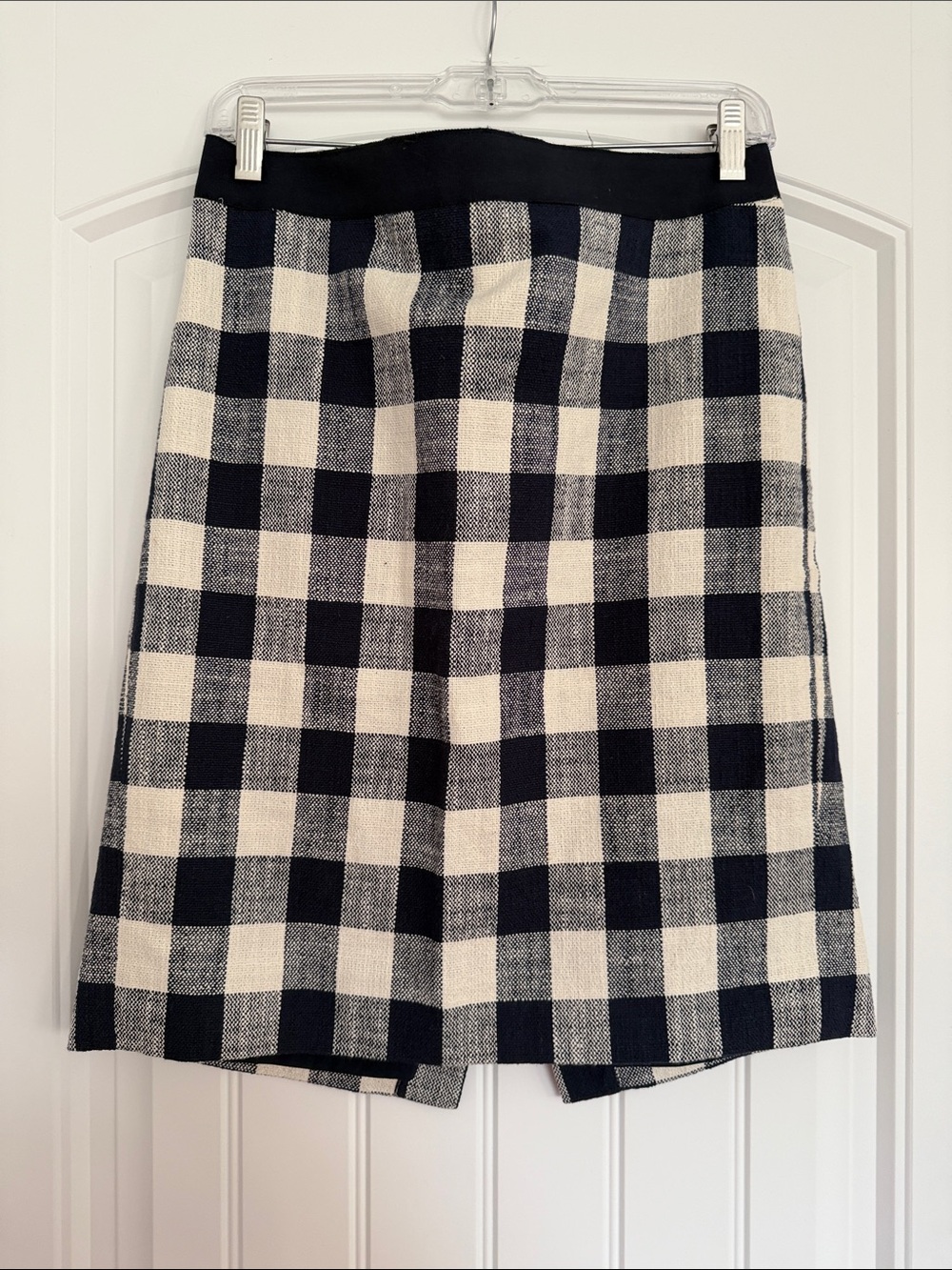 J. Crew Factory Navy and Cream Plaid Pencil Skirt